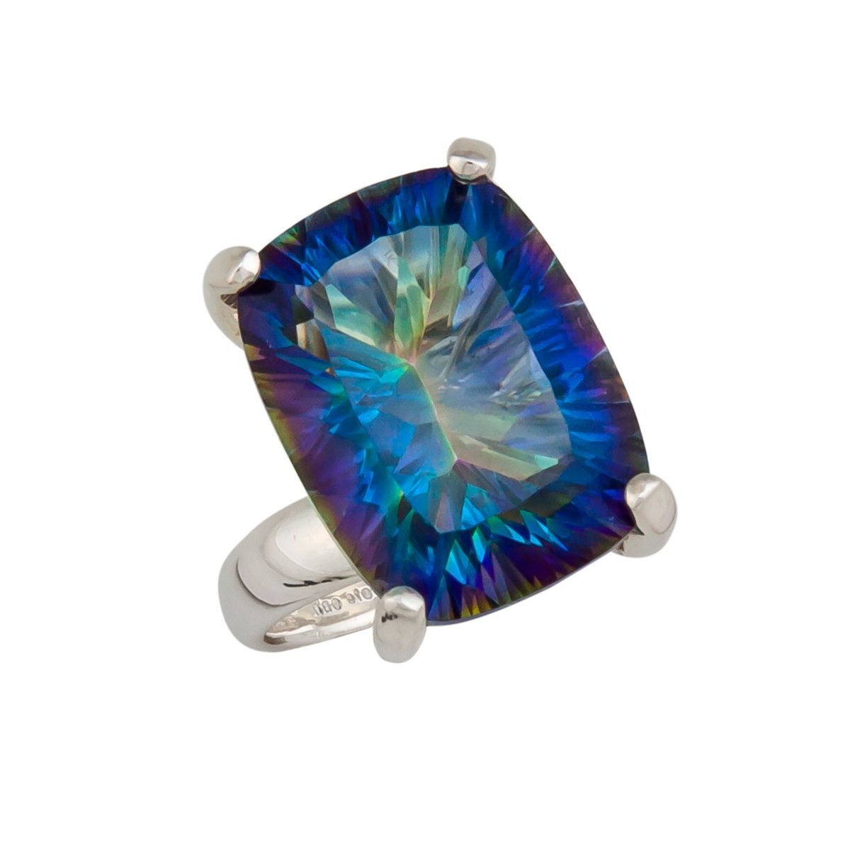 Sterling Silver Mystic Quartz Prong Set Adjustable Ring | Charles Albert Jewelry