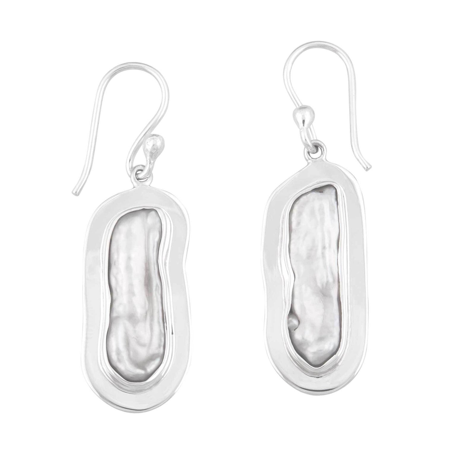 Sterling Silver Biwa Pearl Drop Earrings | Charles Albert Jewelry