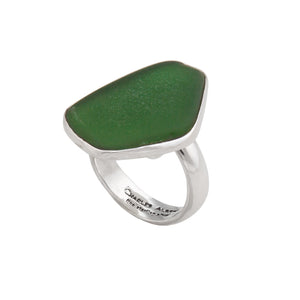 Sterling Silver Green Recycled Glass Adjustable Ring | Charles Albert Jewelry