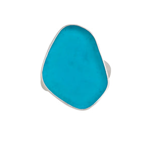Sterling Silver Aqua Recycled Glass Adjustable Ring | Charles Albert Jewelry