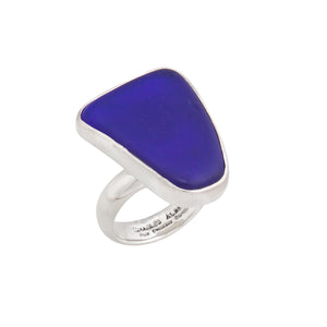 Sterling Silver Cobalt Blue Recycled Glass Adjustable Ring | Charles Albert Jewelry