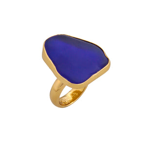 Alchemia Cobalt Blue Recycled Glass Adjustable Ring | Charles Albert Jewelry