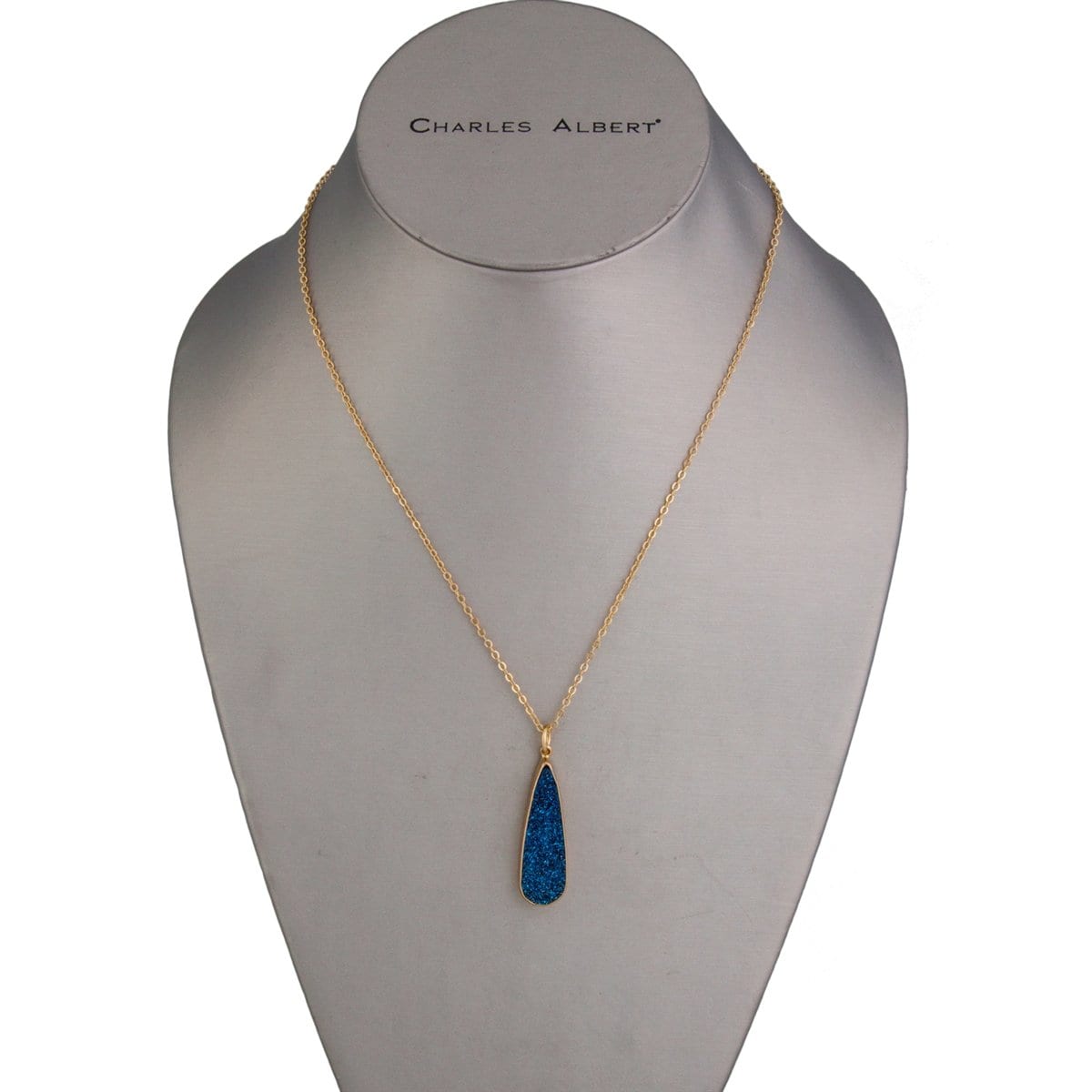 Mermaid Cultured Sea Glass Shard Necklace - Cobalt Blue