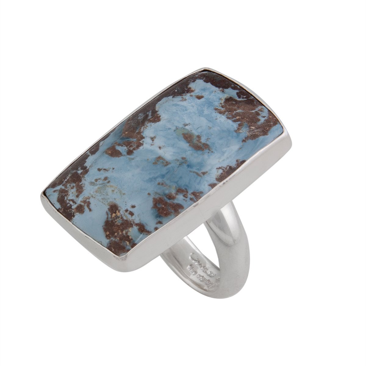 Sterling Silver Rectangular Aztec Lapis Adjustable Ring | Charles Albert Jewelry