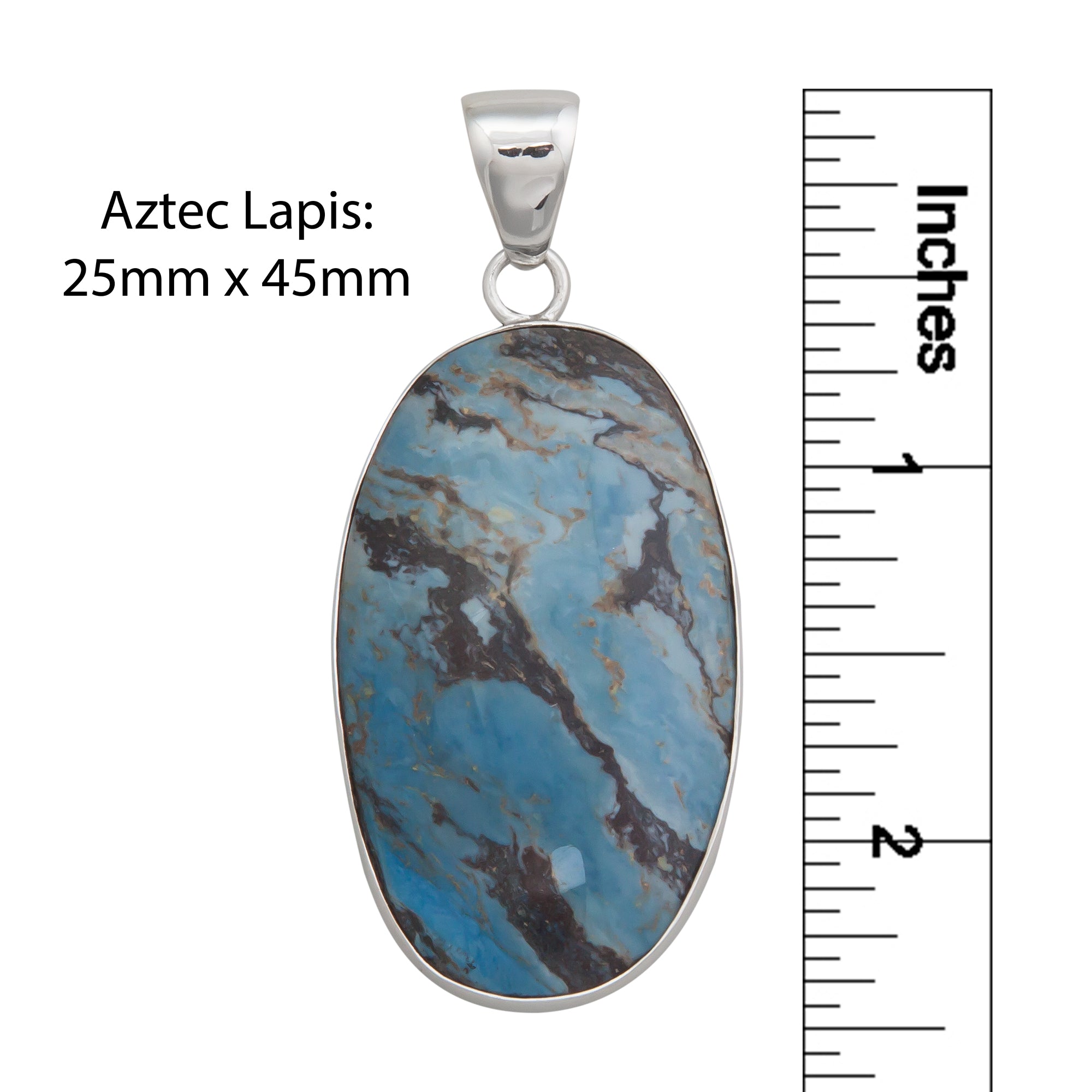 Sterling Silver Oval Aztec Lapis Pendant | Charles Albert Jewelry