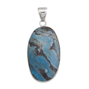 Sterling Silver Oval Aztec Lapis Pendant | Charles Albert Jewelry