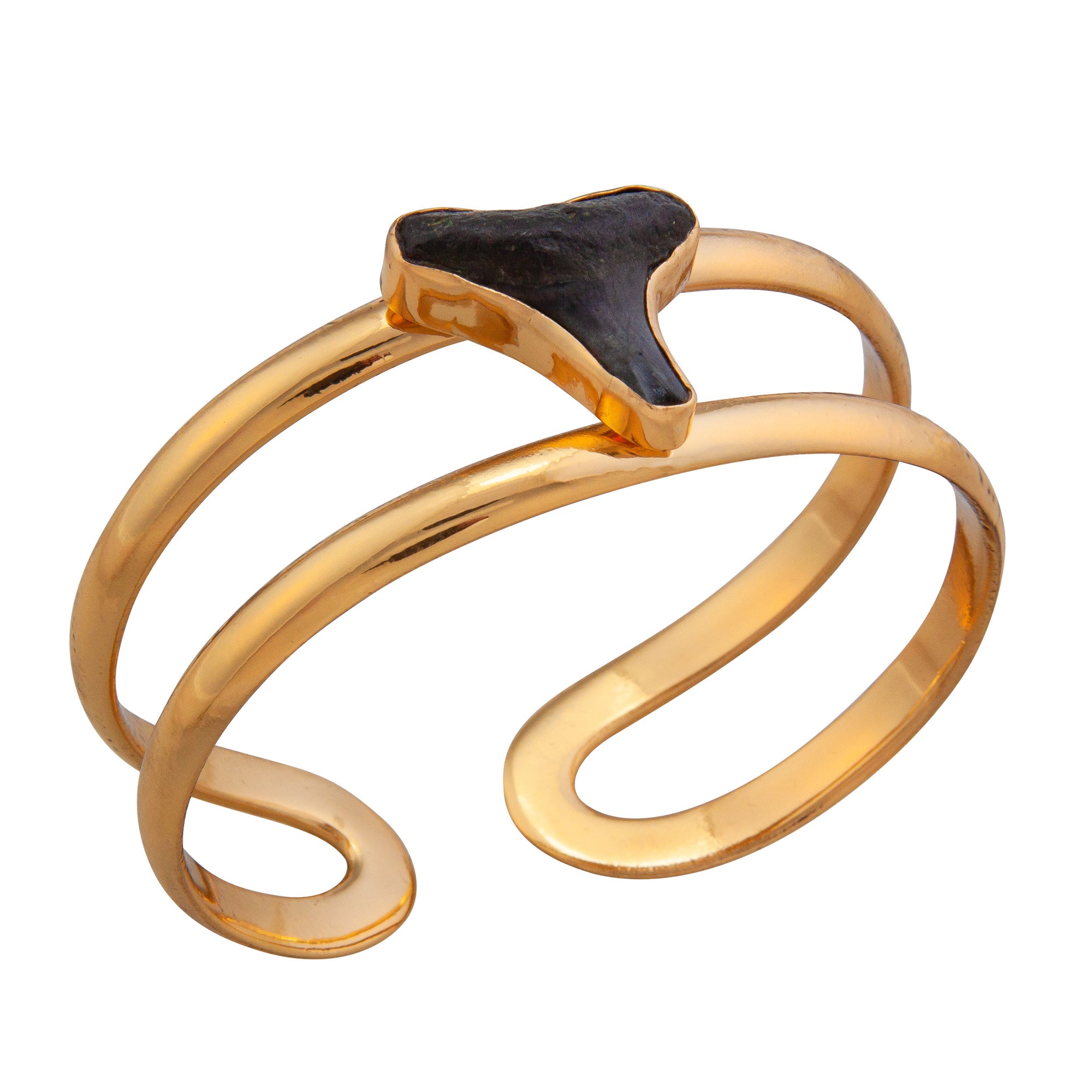 Alchemia Fossilized Shark Tooth Double Band Cuff