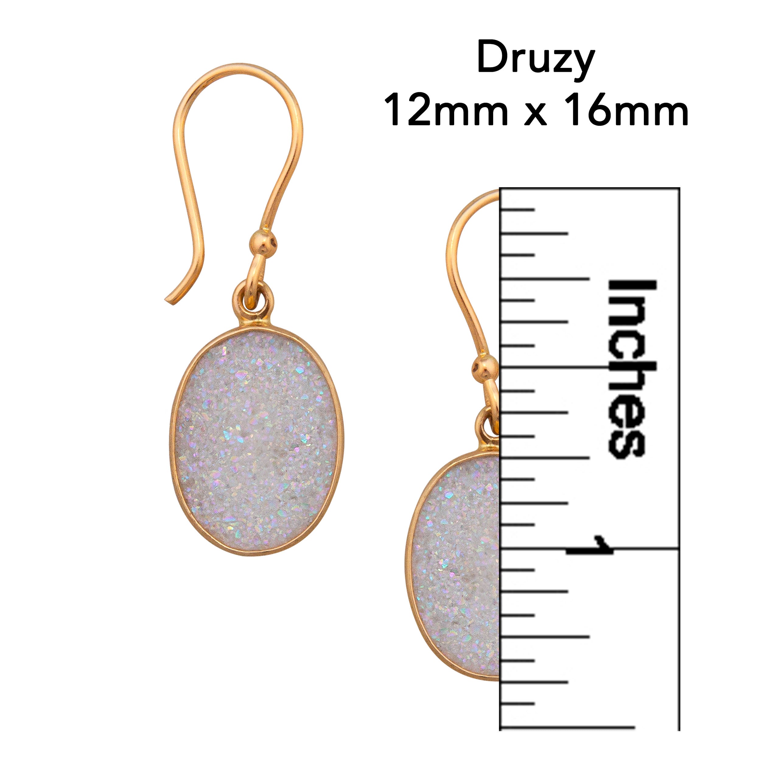 Oval Druzy Drop Earrings