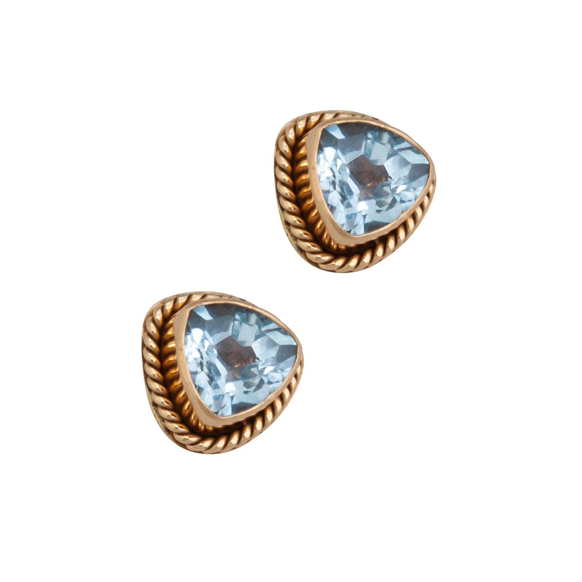 Alchemia Blue Topaz Post Earrings Detailed Edge | Charles Albert Jewelry