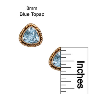 Alchemia Blue Topaz Post Earrings Detailed Edge | Charles Albert Jewelry