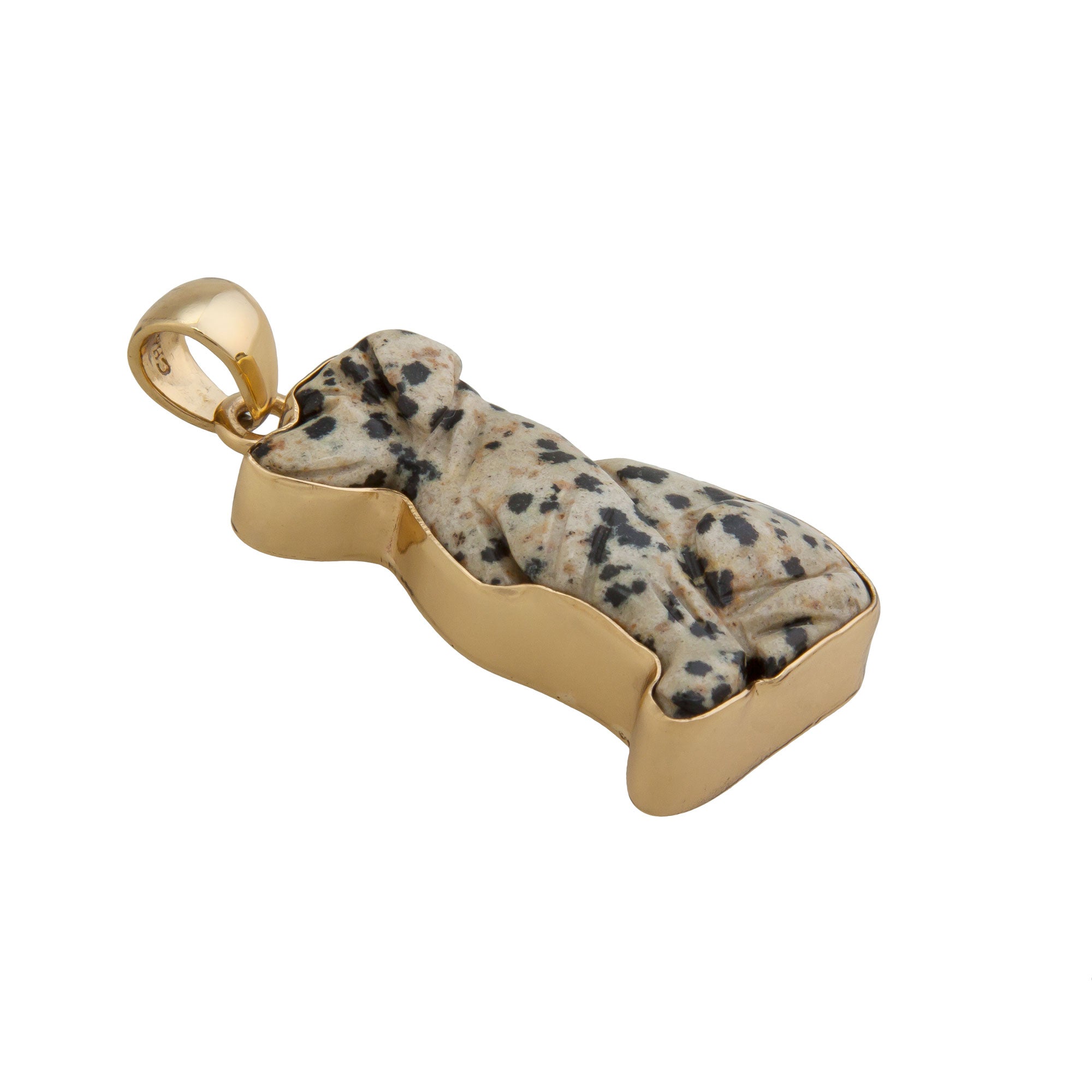 Alchemia Dalmatian Jasper Dog Pendant | Charles Albert Jewelry