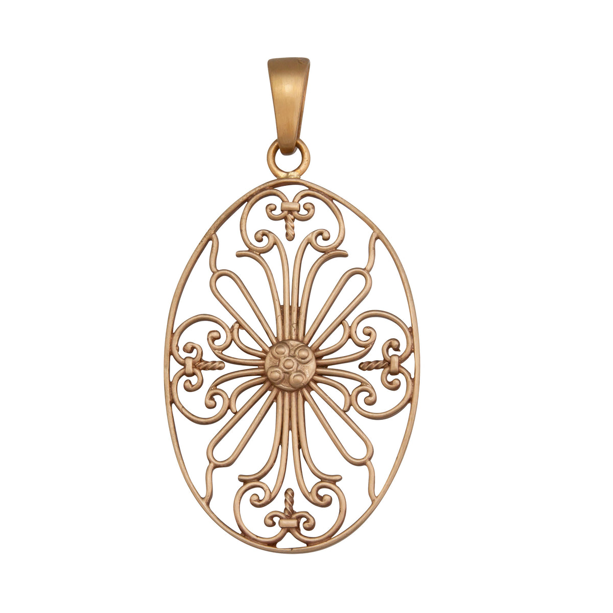 Alchemia Oval Cross Filigree Matte Pendant