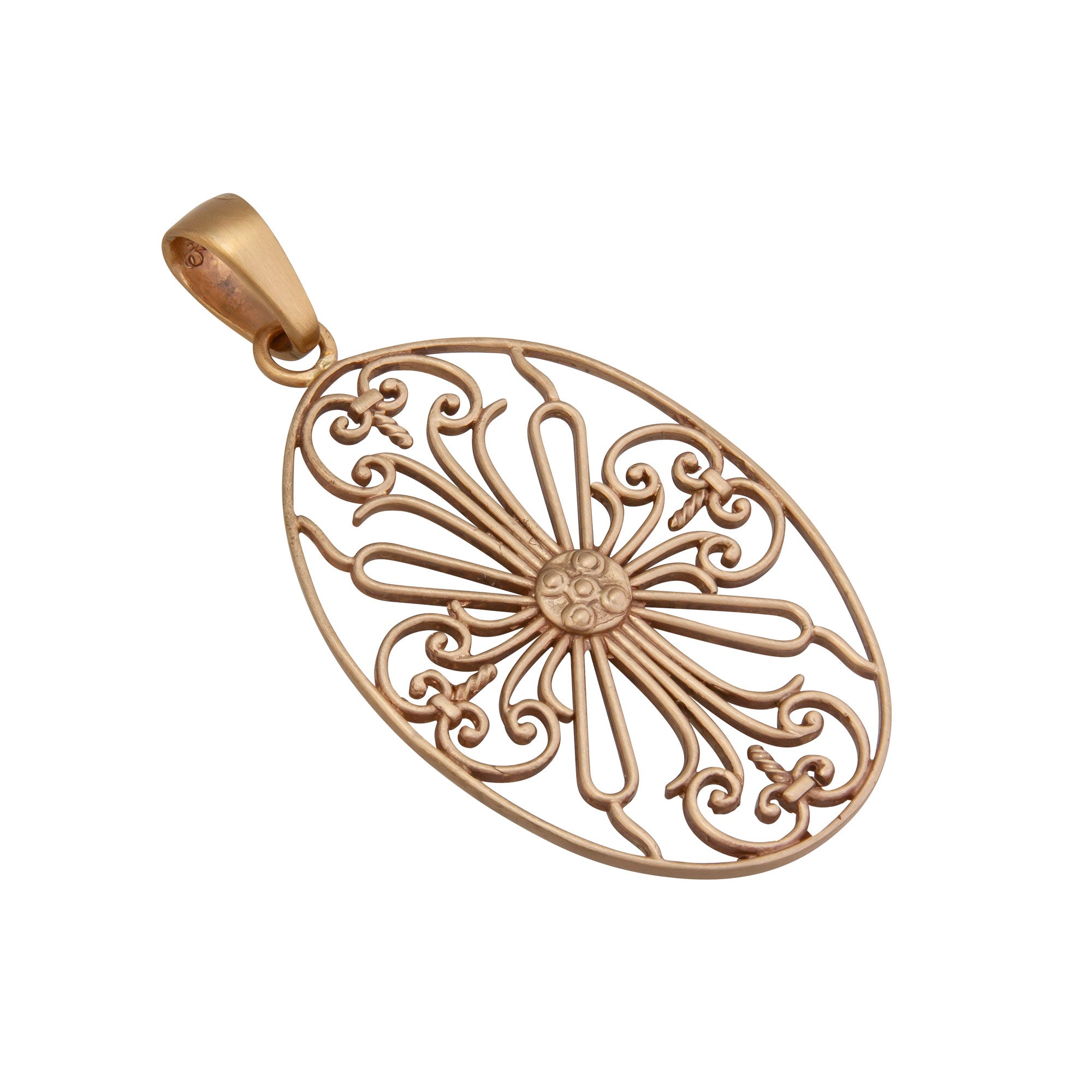 Alchemia Oval Cross Filigree Matte Pendant