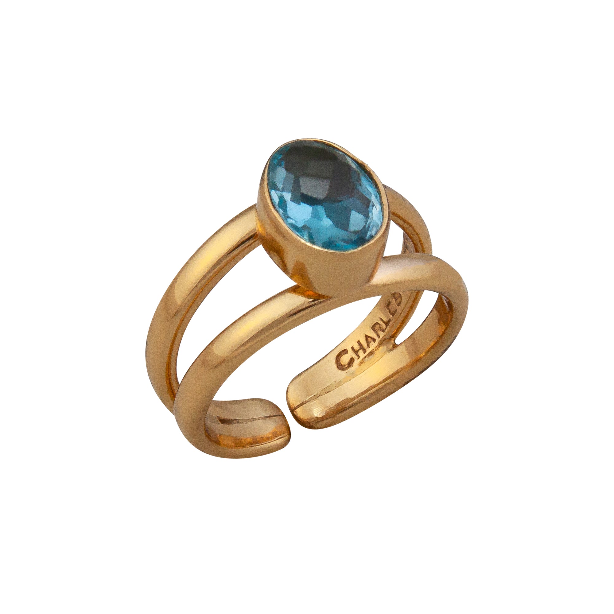 Alchemia Blue Topaz Double Band Adjustable Ring | Charles Albert Jewelry