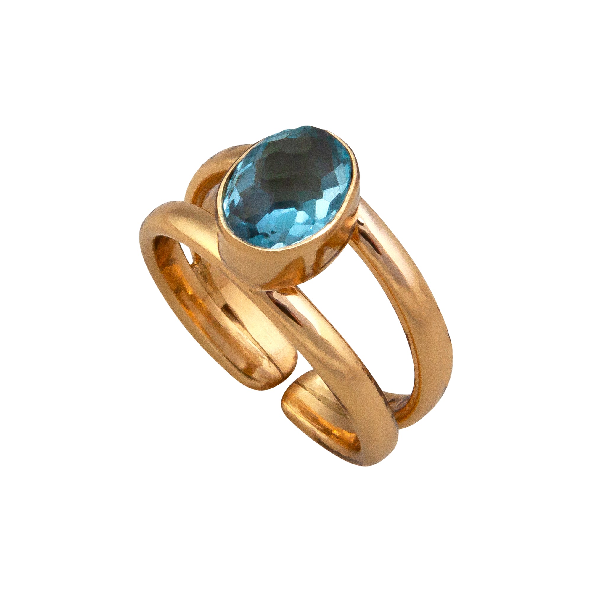 Alchemia Blue Topaz Double Band Adjustable Ring | Charles Albert Jewelry