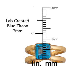 Alchemia Lab Created Blue Zircon Double Band Adjustable Ring | Charles Albert Jewelry