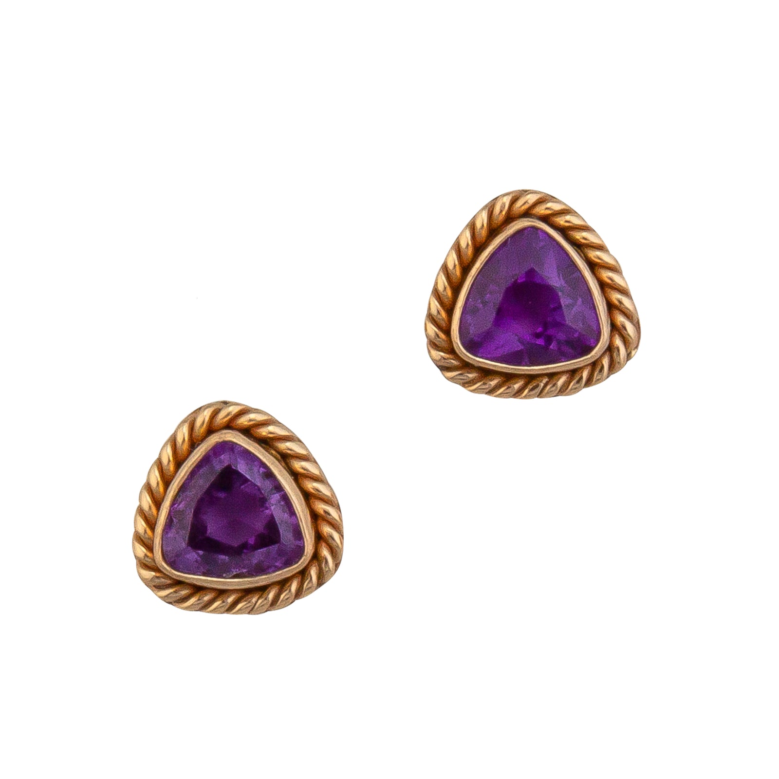 Alchemia Amethyst Trillion Rope Post Earrings - Charles Albert Jewelry