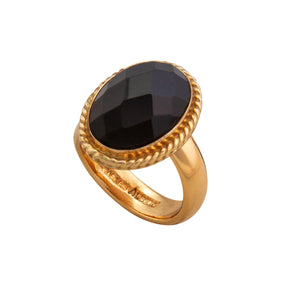 Alchemia Onyx Faceted Oval Rope Adjustable Ring | Charles Albert Jewelry