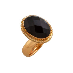 Alchemia Onyx Faceted Oval Rope Adjustable Ring | Charles Albert Jewelry