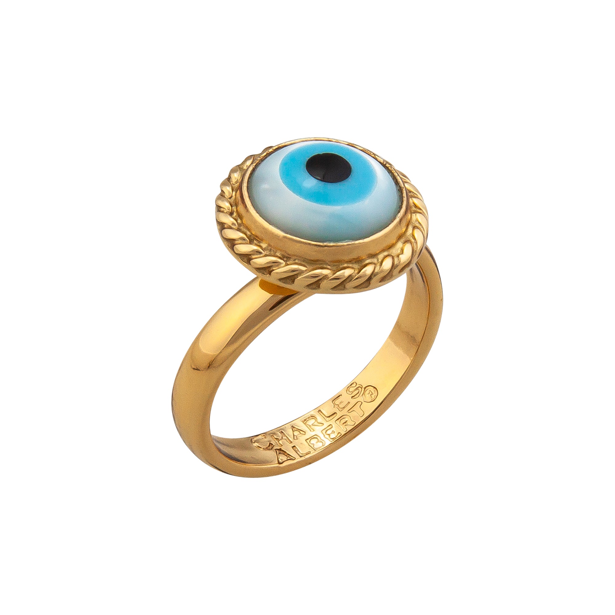 Alchemia Mother of Pearl Evil Eye Rope Adjustable Ring | Charles Albert Jewelry
