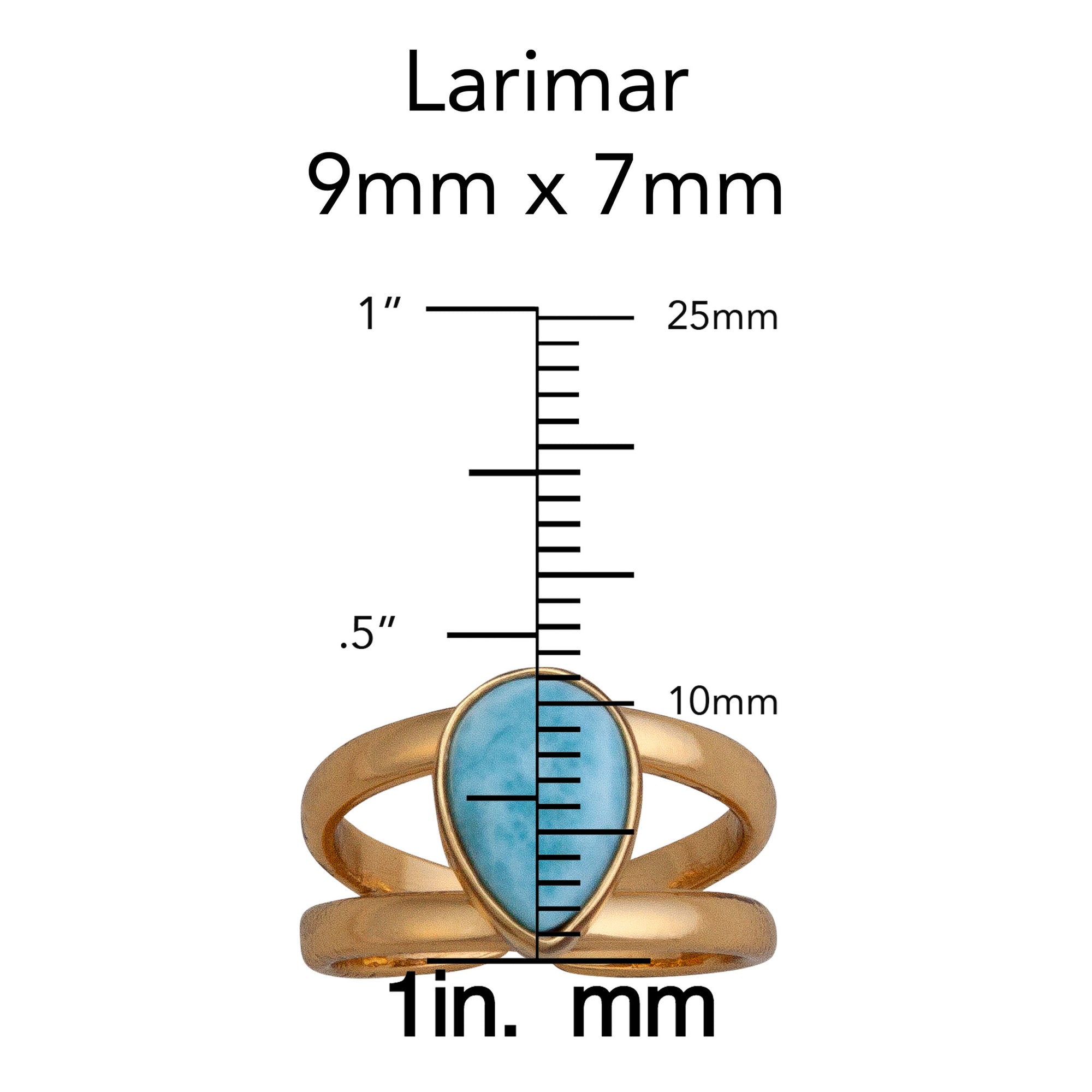 Alchemia Larimar Teardrop Double Band Cuff Adjustable Ring | Charles Albert Jewelry