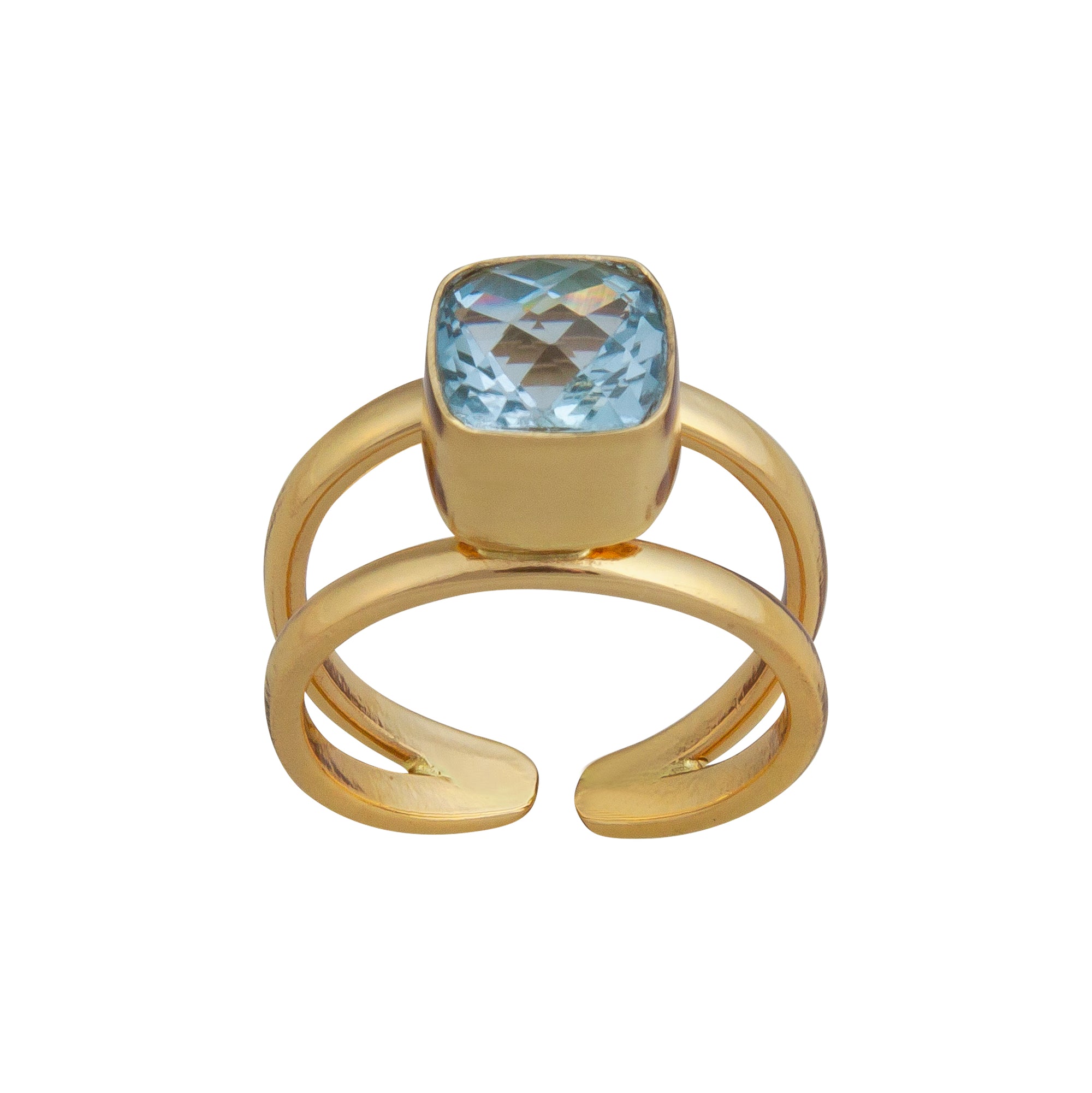Alchemia Blue Topaz Double Band Adjustable Ring - Charles Albert Jewelry