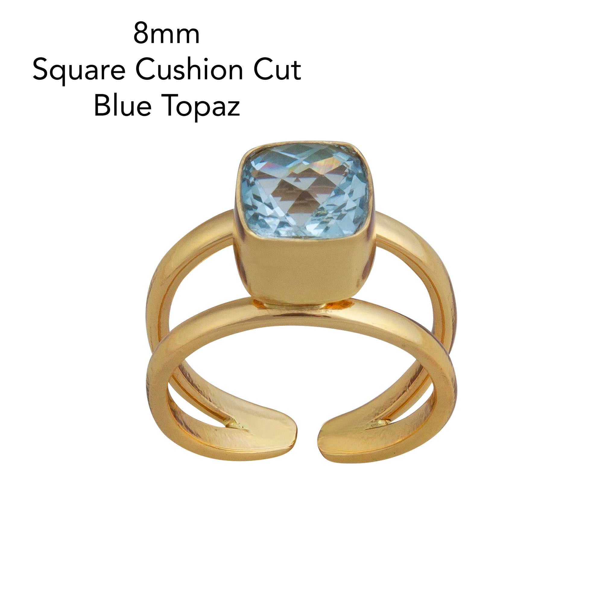 Alchemia Blue Topaz Double Band Cuff Ring