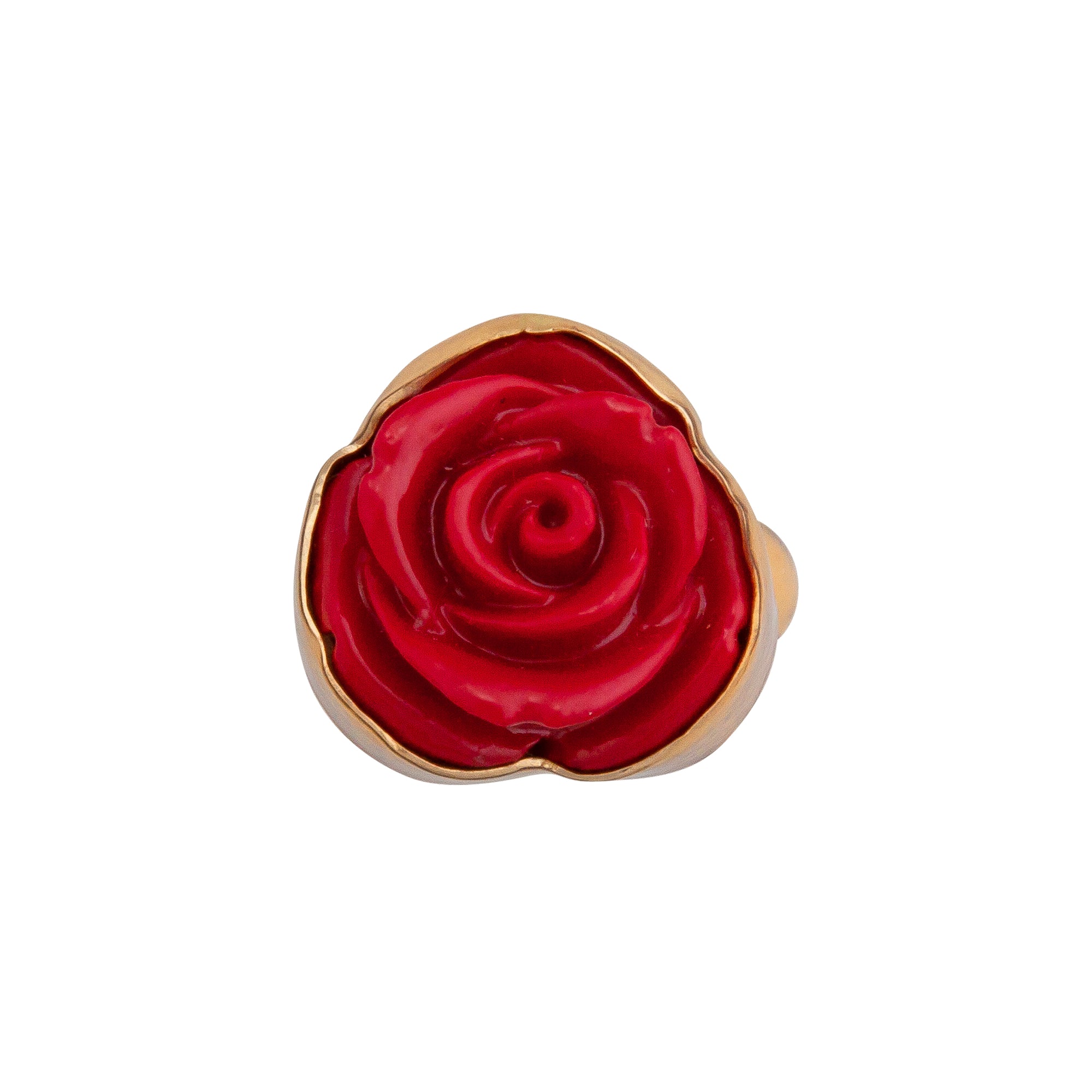 Alchemia Red Resin Rose Adjustable Ring - Charles Albert Jewelry