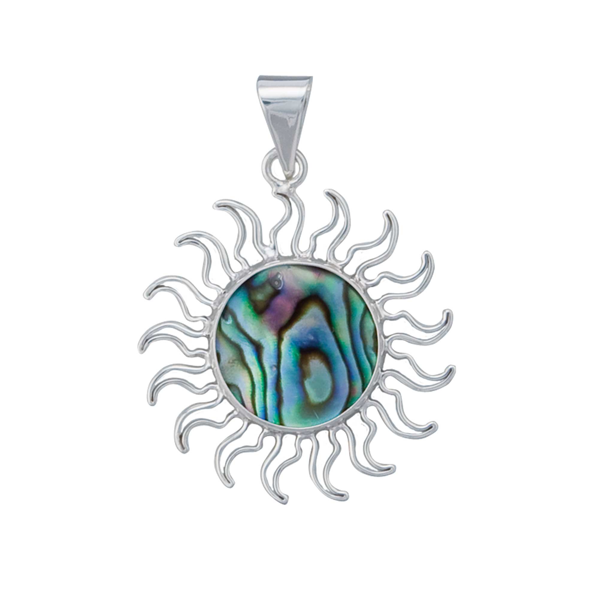 Sterling Silver Natural Abalone Sun Pendant | Charles Albert Jewelry