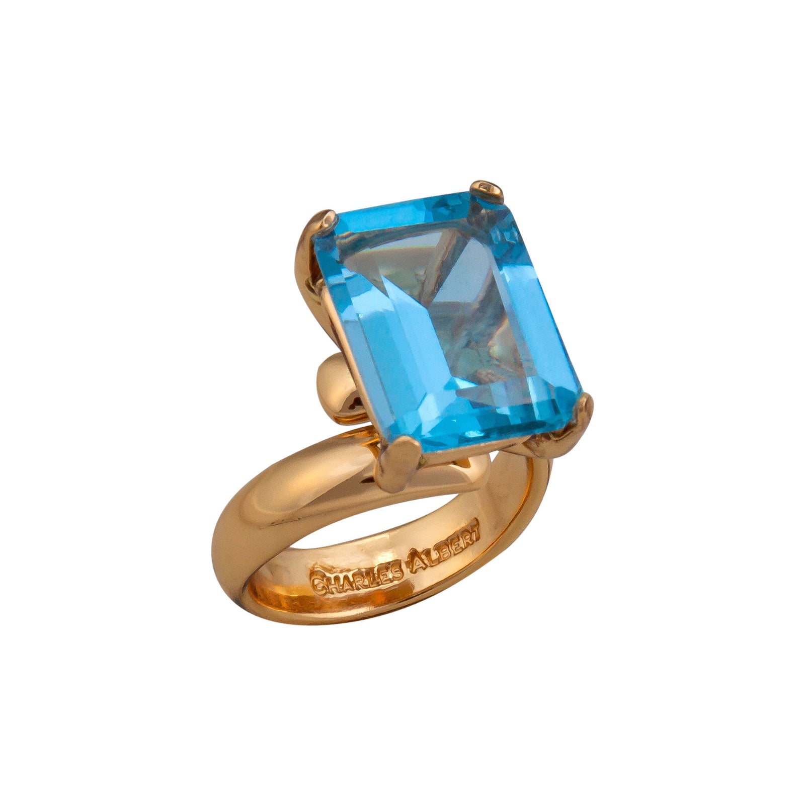 14K Yellow Gold Blue Topaz and Diamond Ring Size 7 Circa 1980 - Colonial  Trading Company