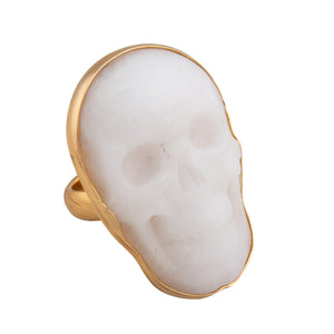 Alchemia Medium White Agate Skull Adjustable Ring | Charles Albert Jewelry