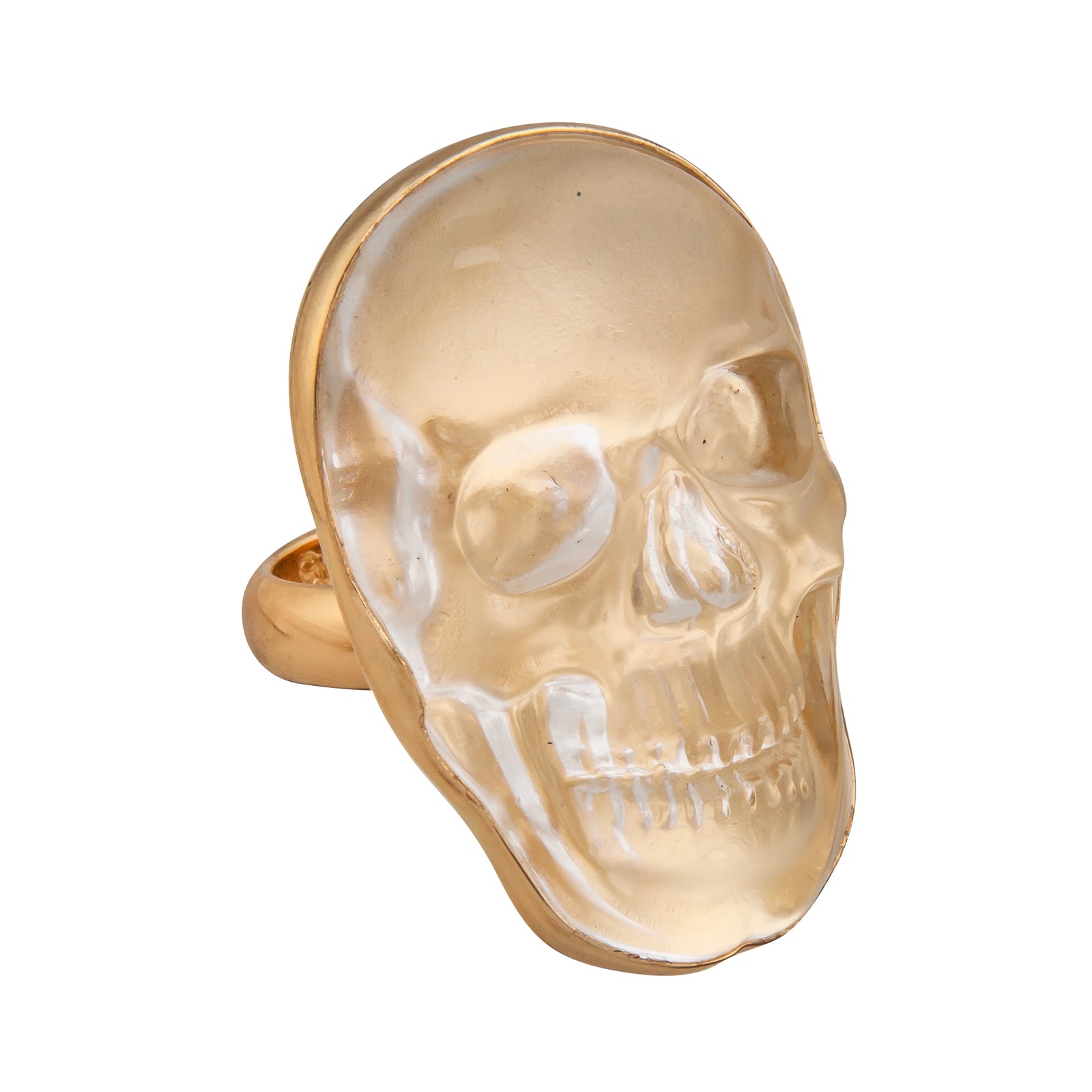 Alchemia Medium Clear Quartz Skull Adjustable Ring | Charles Albert Jewelry