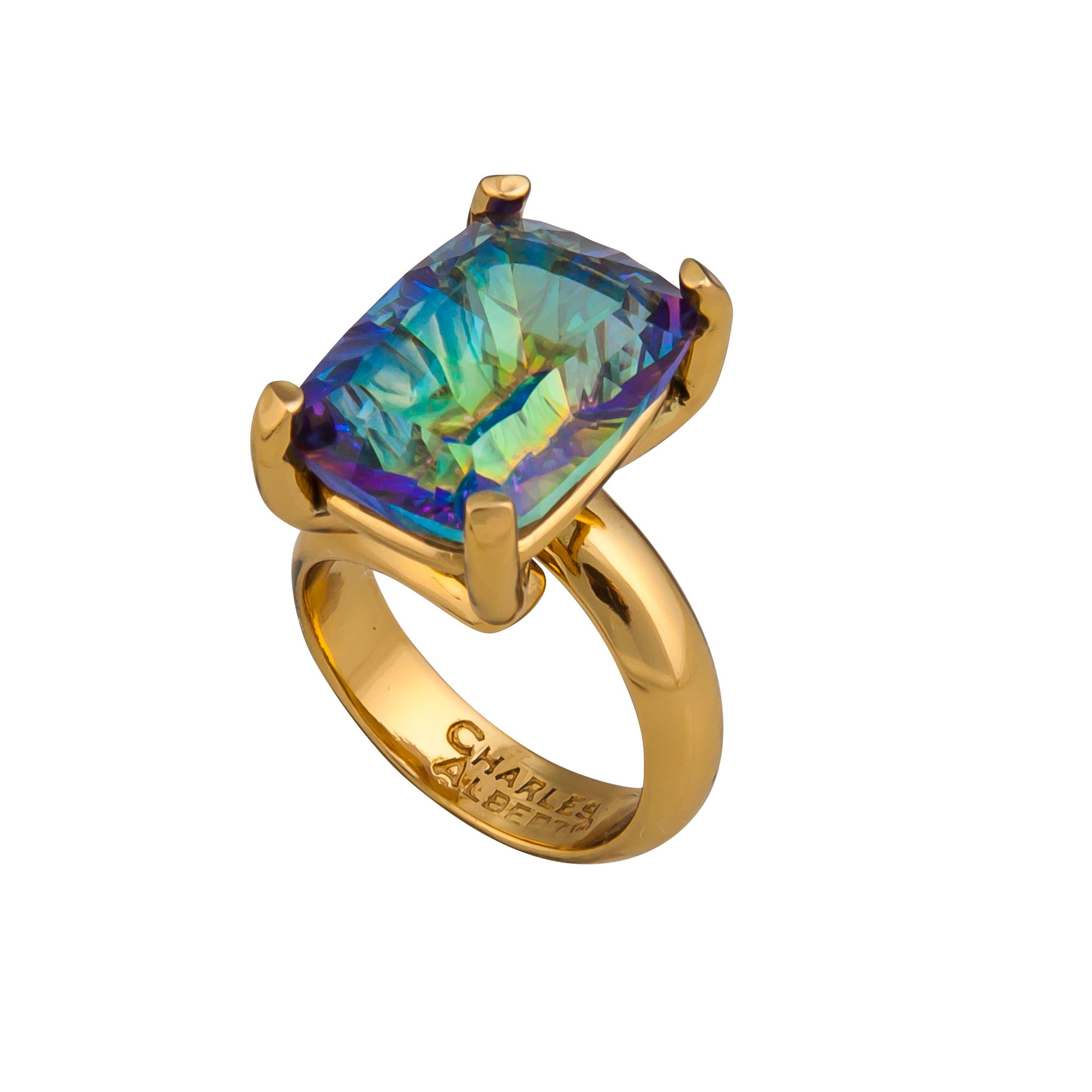 Alchemia Mystic Quartz Prong Set Adjustable Ring | Charles Albert Jewelry