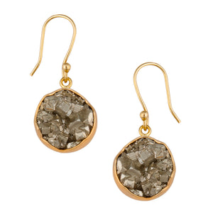 Alchemia Pyrite Round Drop Earrings | Charles Albert Jewelry