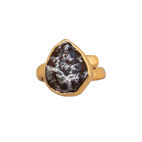 Meteorite Engagement Ring With Mossanite Center