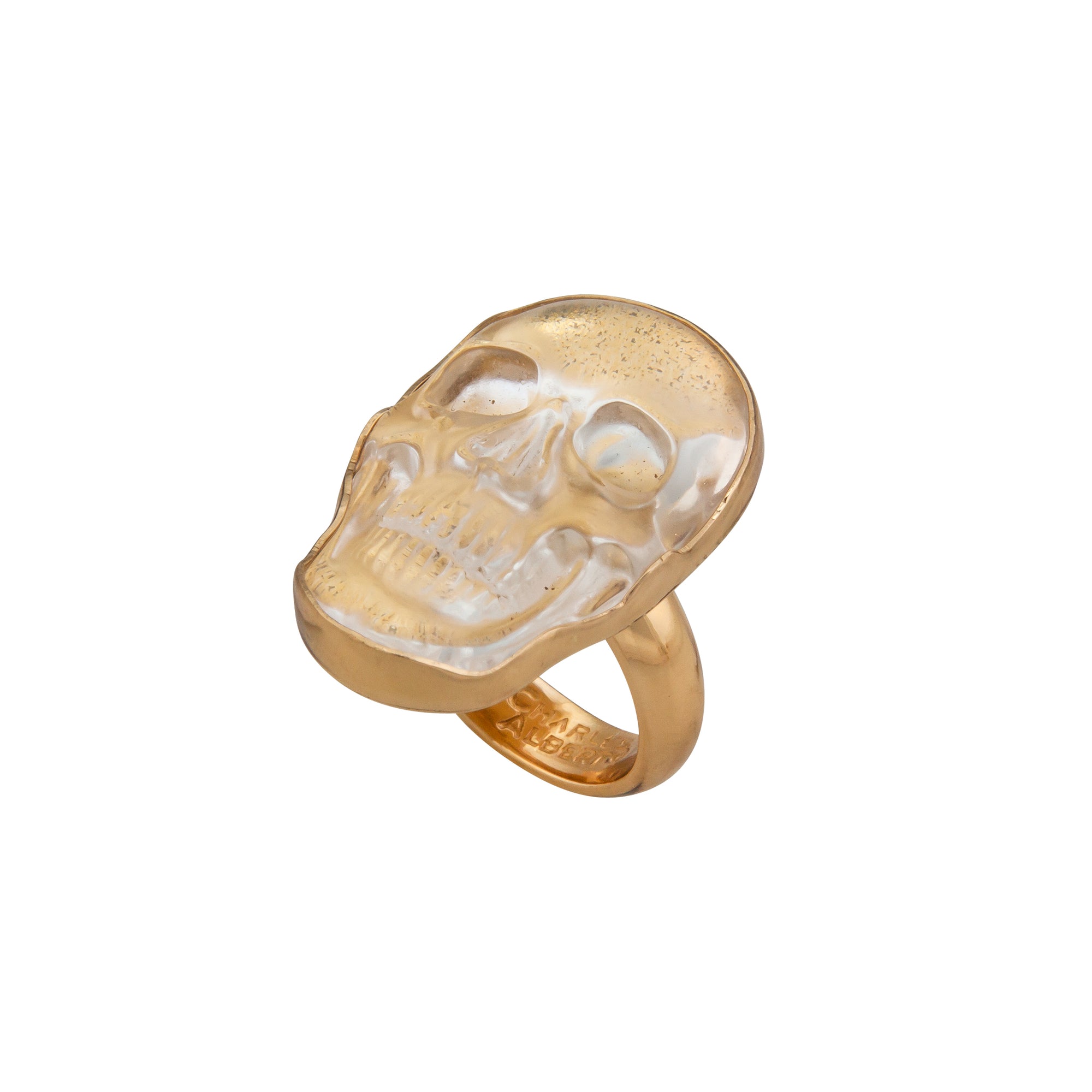 Alchemia Small Clear Quartz Skull Adjustable Ring
