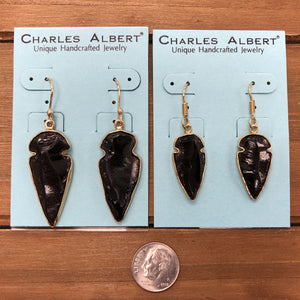 Alchemia Obsidian Arrowhead Drop Earrings | Charles Albert Jewelry