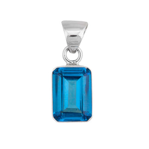 Sterling Silver Rectangle Blue Topaz Pendant | Charles Albert Jewelry