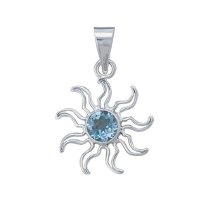 Sterling Silver Blue Topaz Sun Pendant | Charles Albert Jewelry