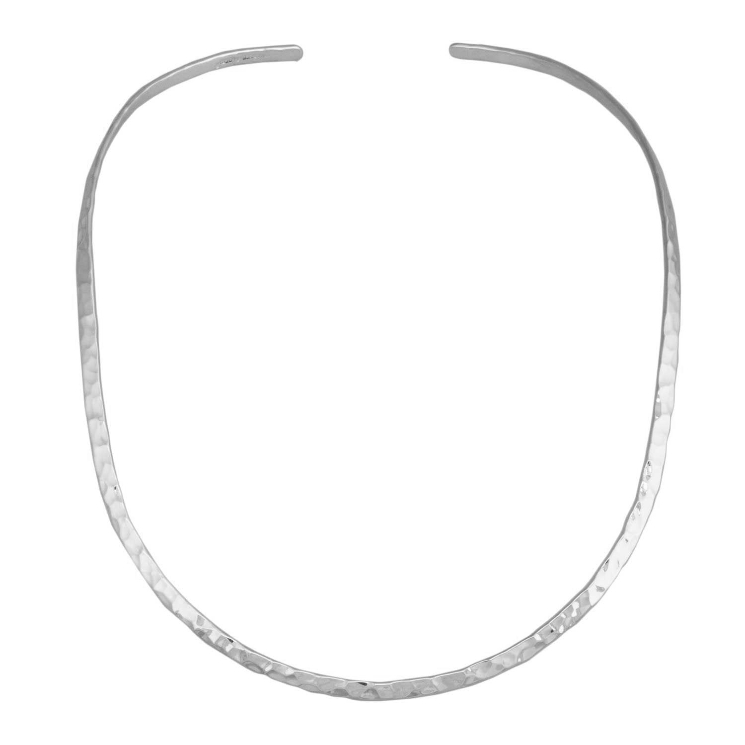 Silver Plated Hammered Open Oval Neckwire | Charles Albert Jewelry