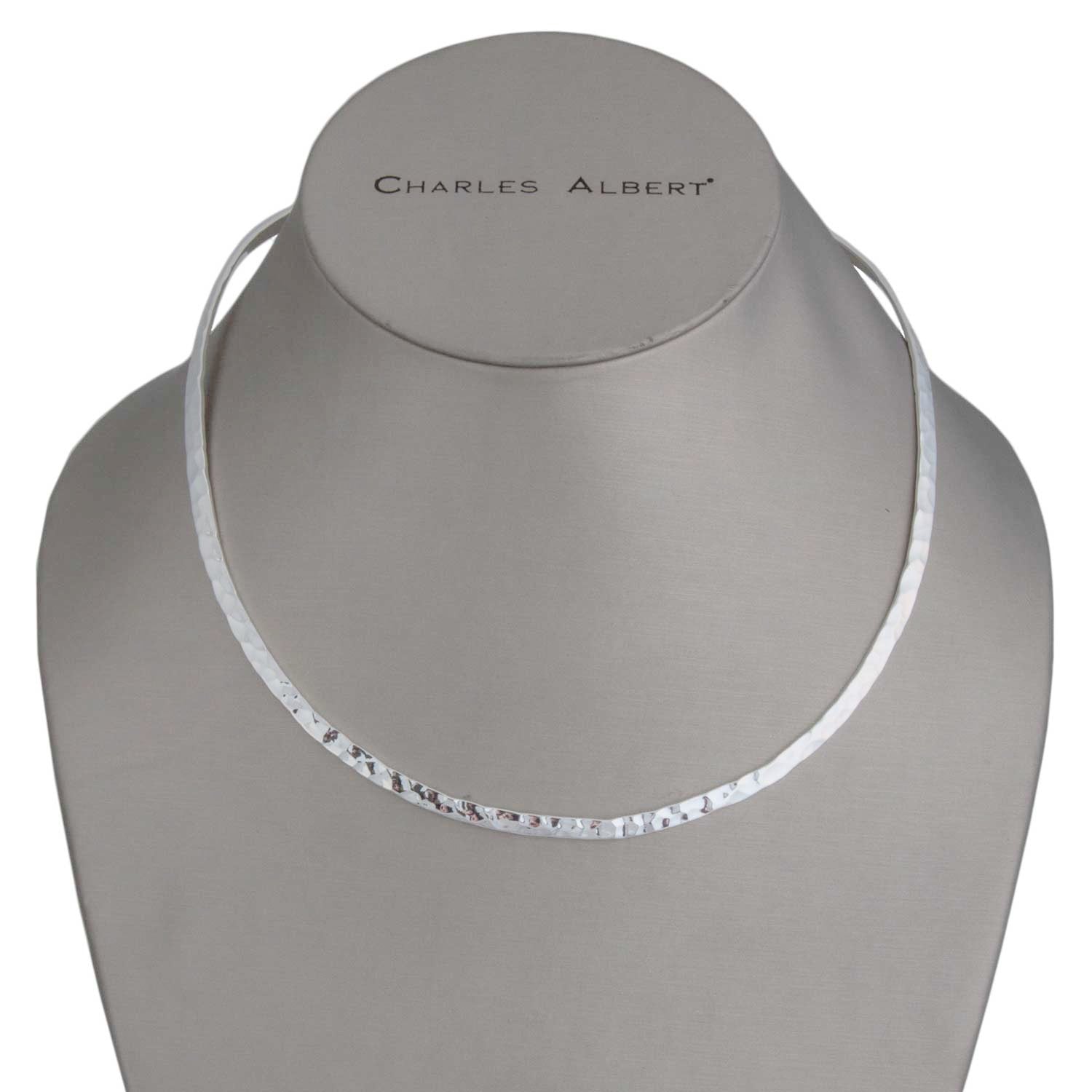 Silver Plated Hammered Open Round Neckwire | Charles Albert Jewelry