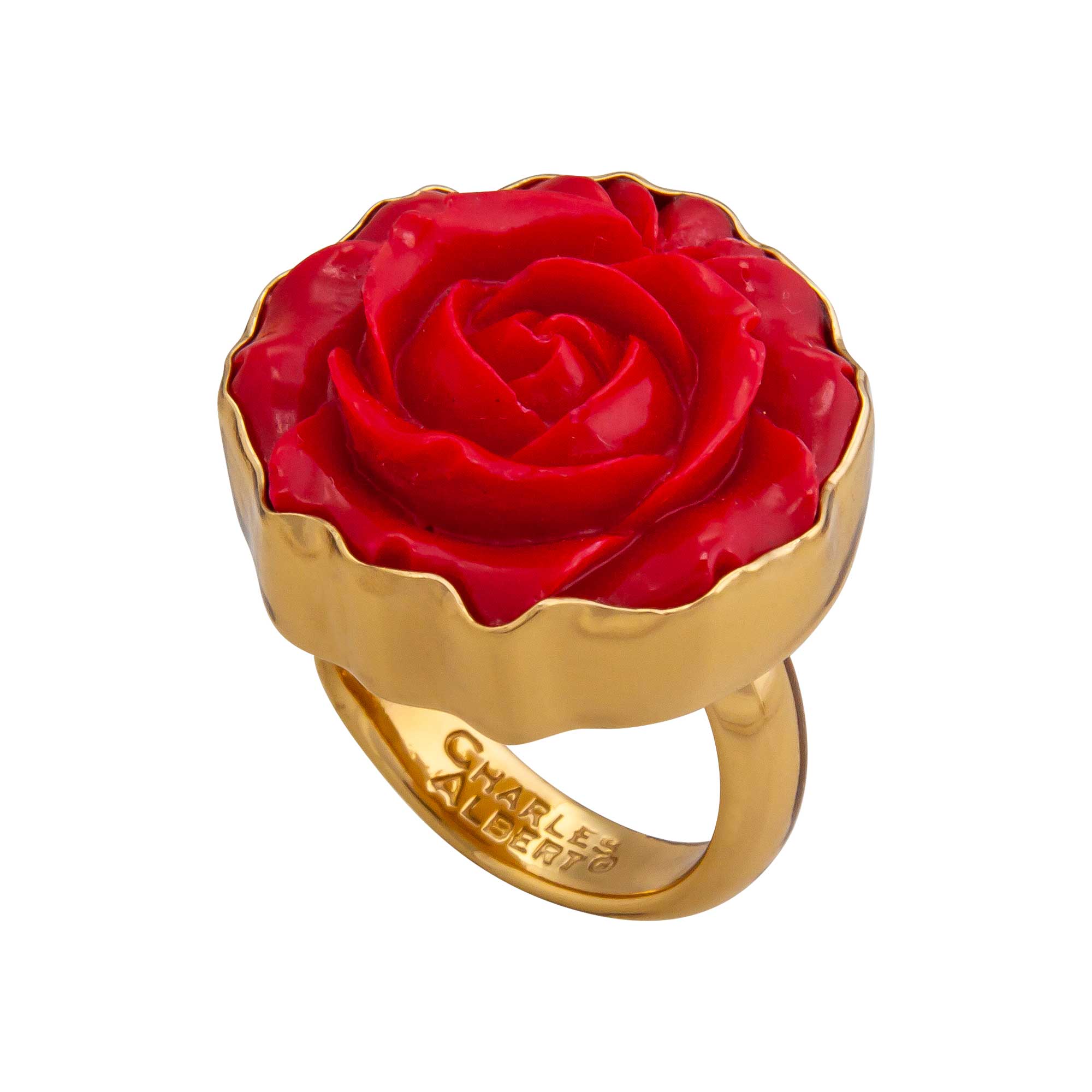 Alchemia Red Resin Rose Adjustable Ring | Charles Albert Jewelry