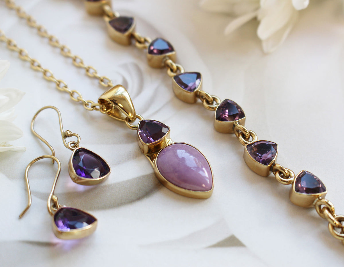 Alchemia Amethyst Trillion Drop Earrings | Charles Albert Jewelry