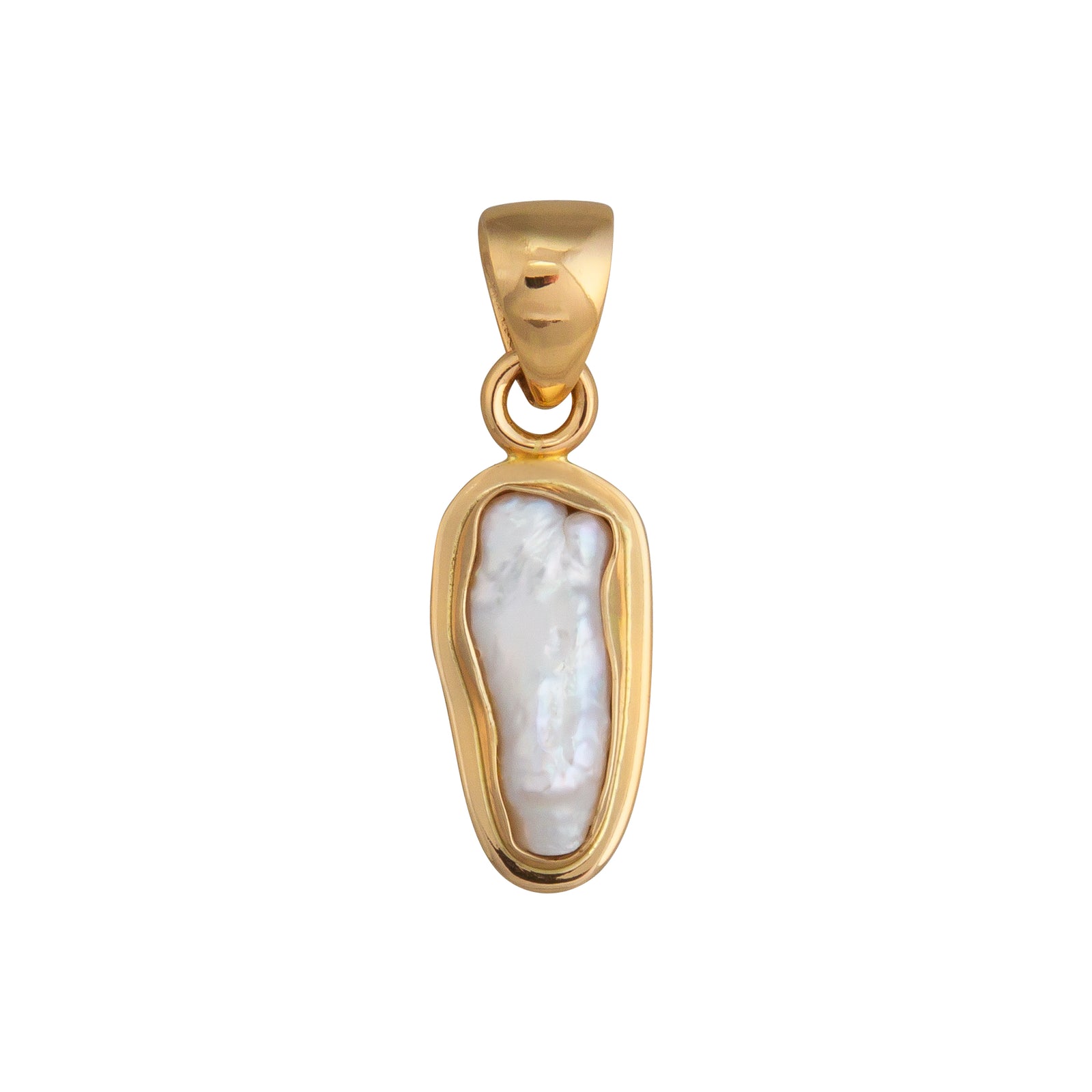 Alchemia Biwa Pearl Pendant with Detail Edge | Charles Albert Jewelry