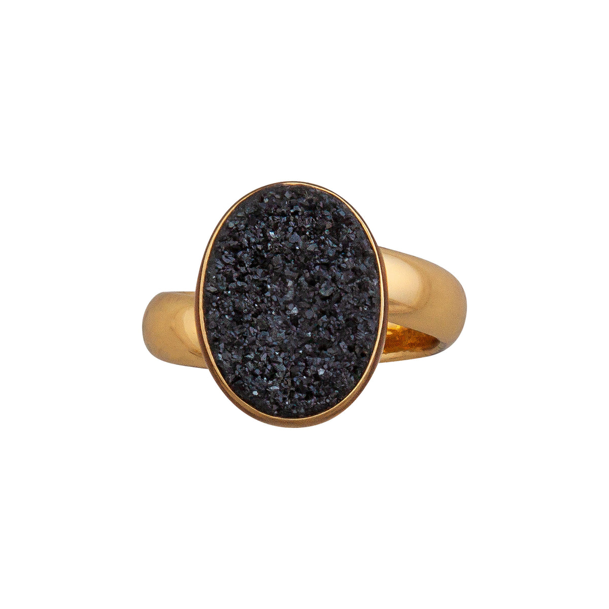 Alchemia Black Druse Oval Adjustable Ring | Charles Albert Jewelry