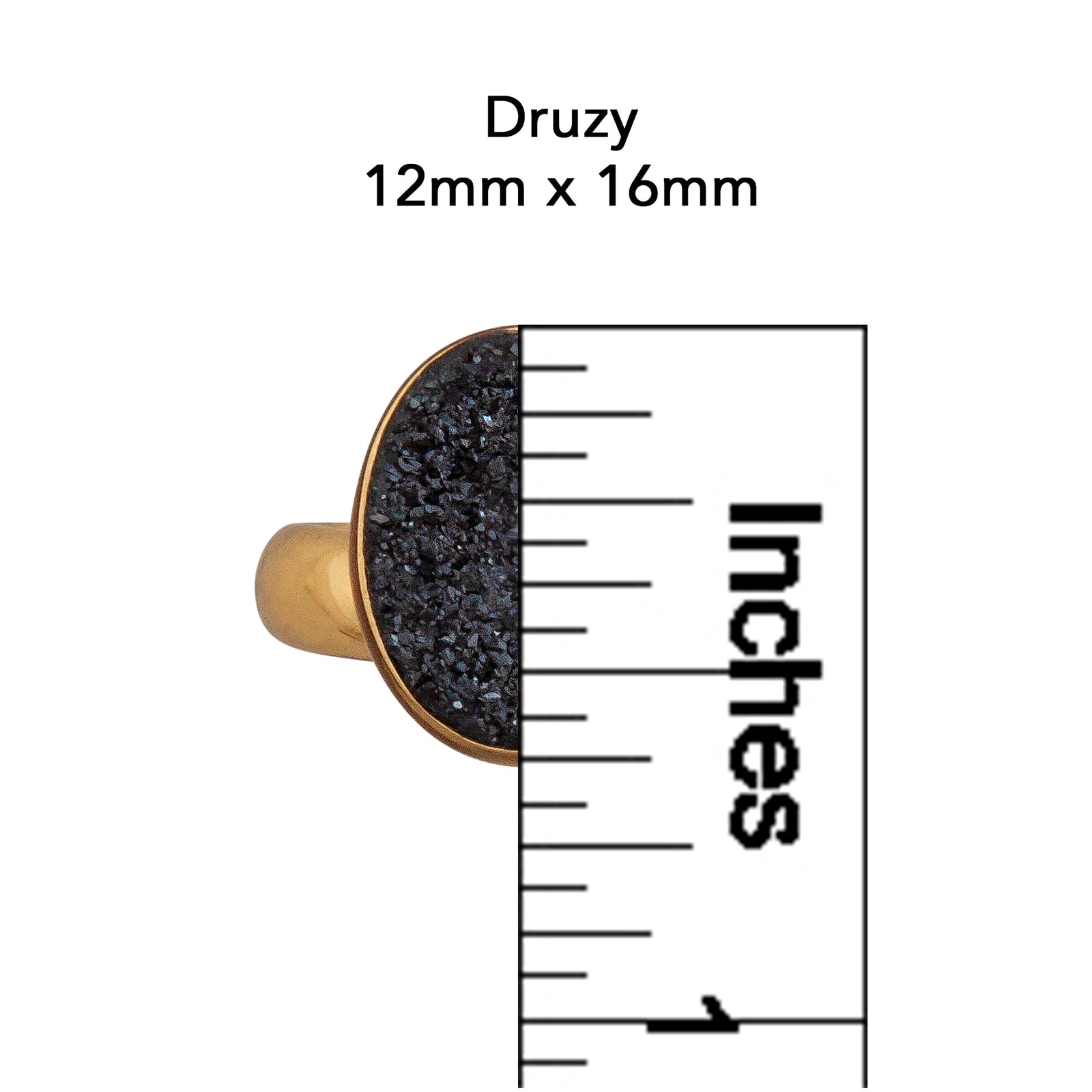 Alchemia Black Druse Oval Adjustable Ring | Charles Albert Jewelry