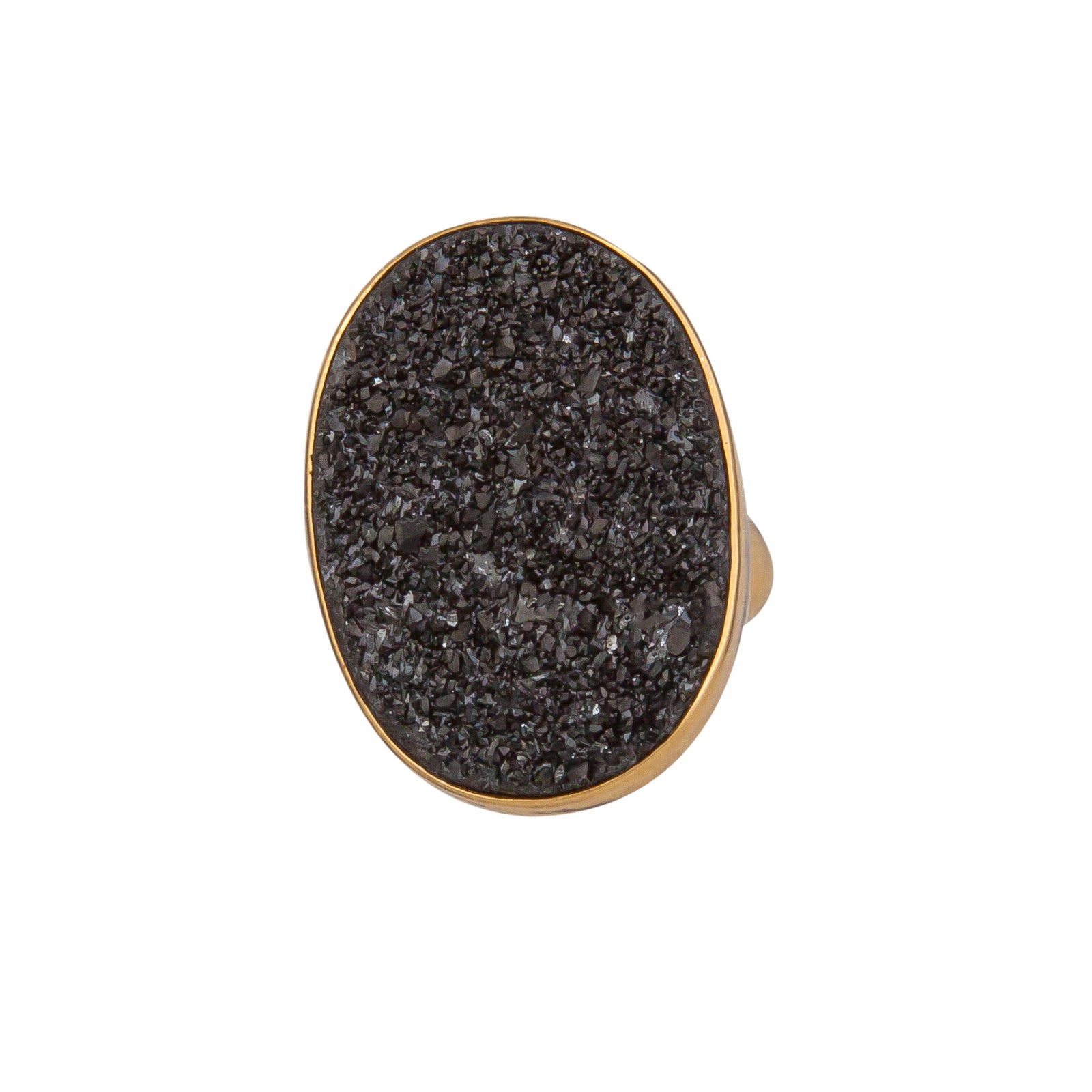 Alchemia Black Druzy Oval Adjustable Ring | Charles Albert Jewelry