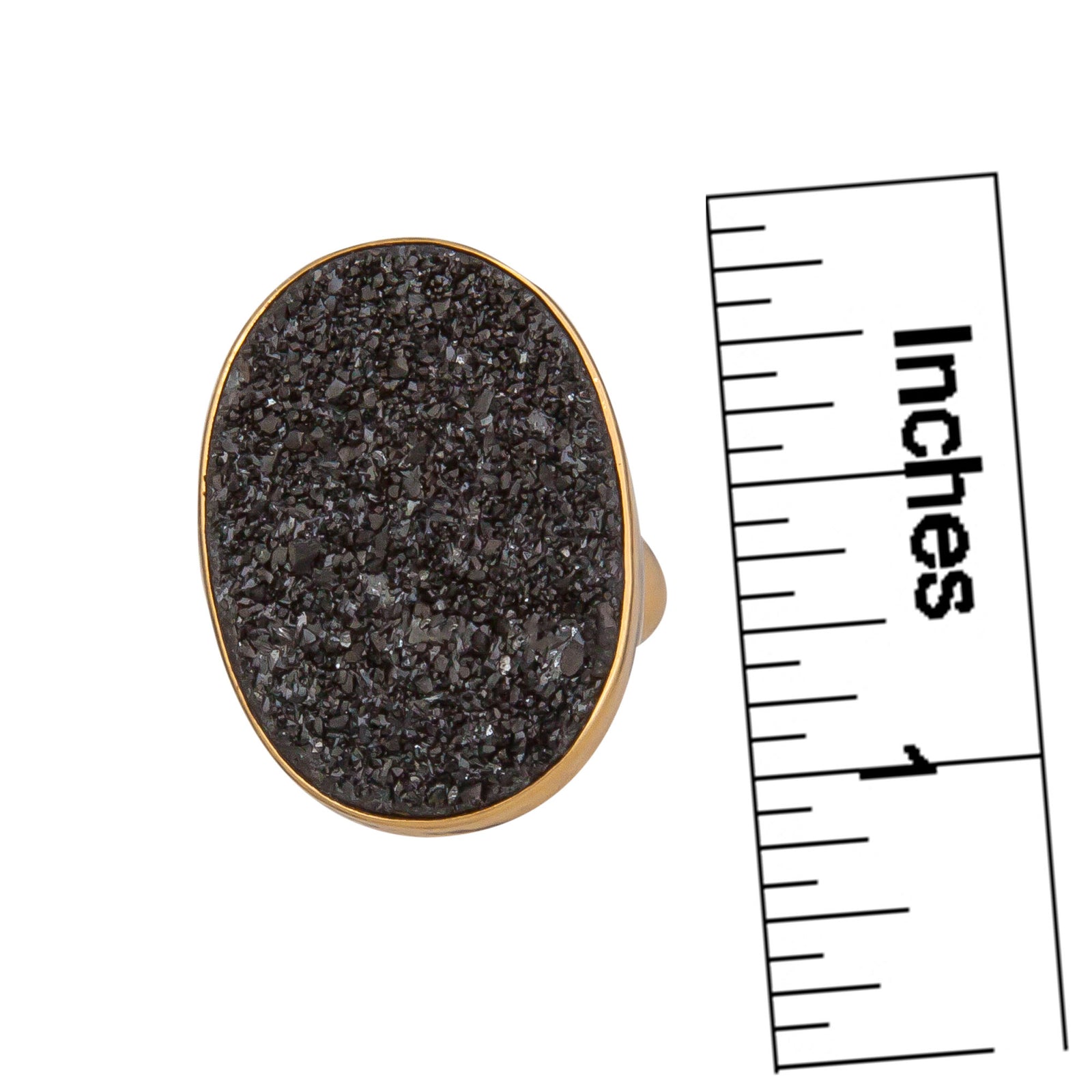 Alchemia Black Druzy Oval Adjustable Ring | Charles Albert Jewelry