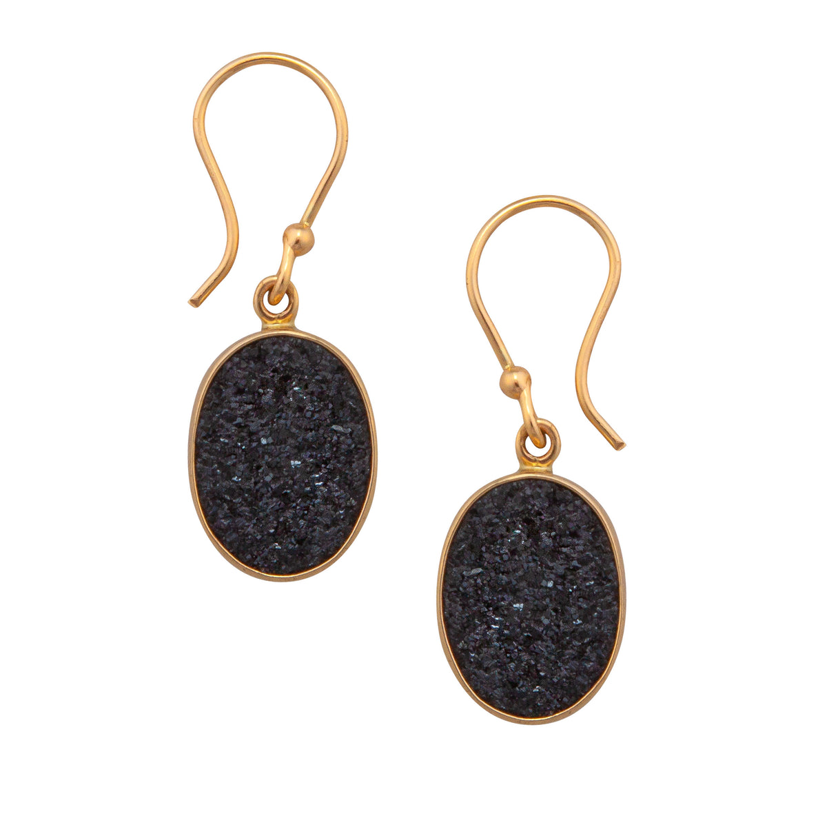 Alchemia Black Druzy Oval Drop Earrings | Charles Albert Jewelry