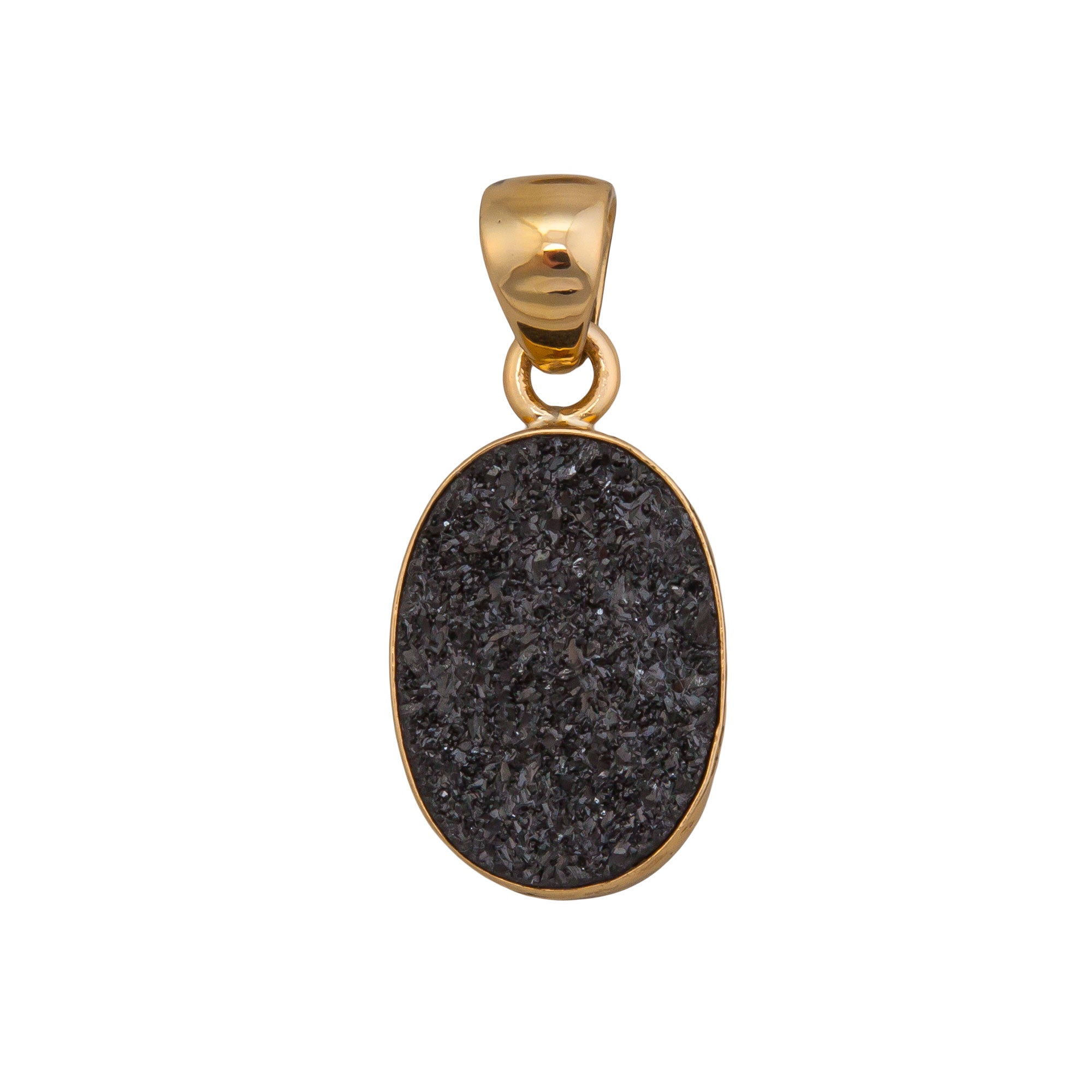 Alchemia Black Druzy Oval Pendant | Charles Albert Jewelry